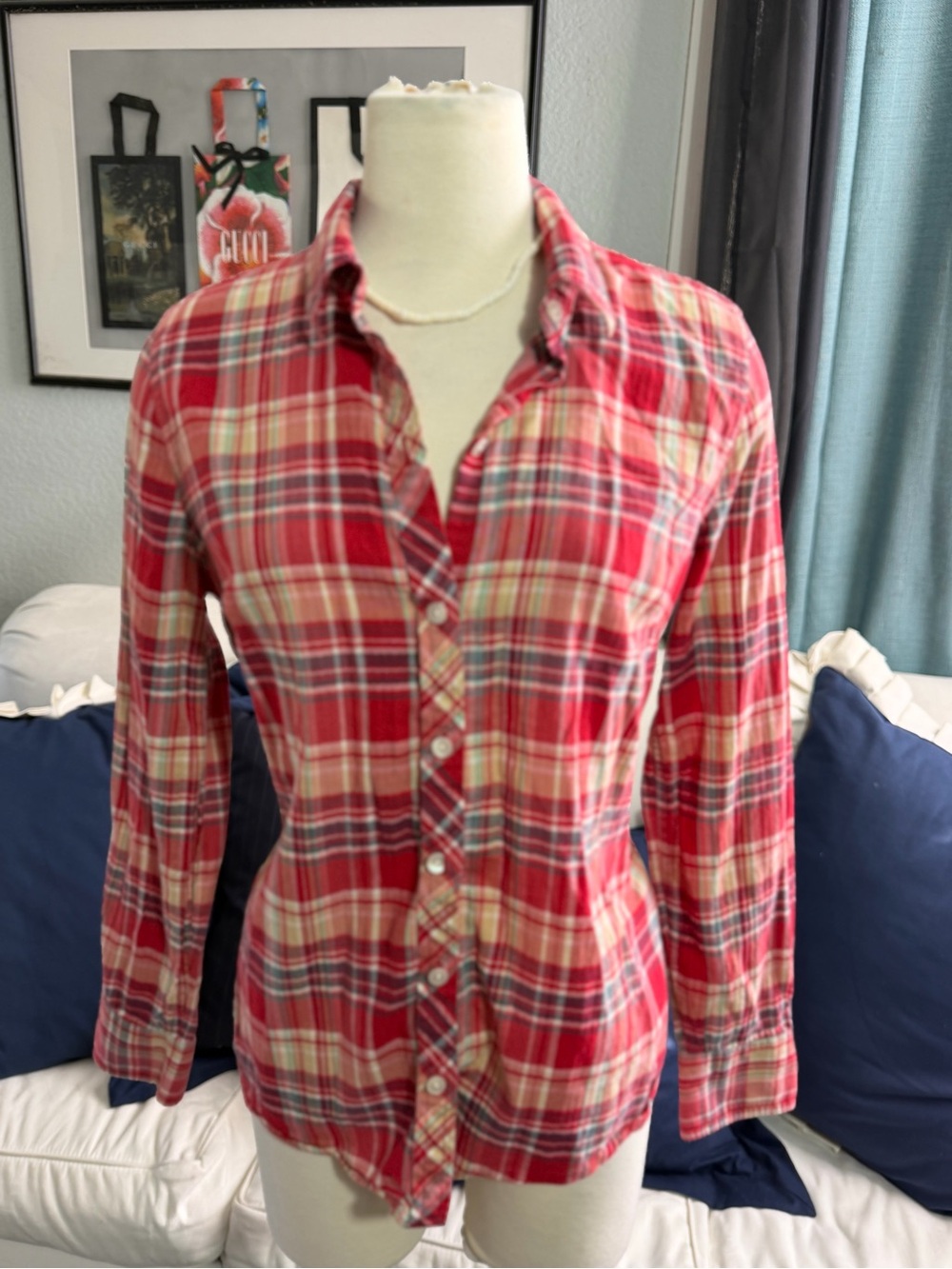 Lucky Brand Red Plaid Button-Down Shirt